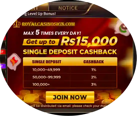 Royal Casino Daily Cashback Offer – Get Up to Rs.15,000 Cashback